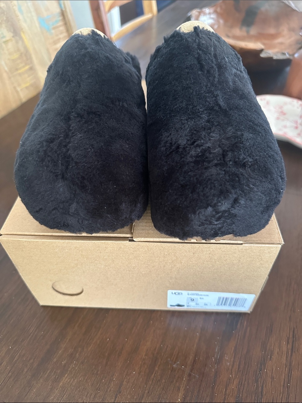 UGG Black Shearling Mule Slippers